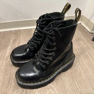 Dr. Martens Black Jadon Platform Leather Boot Polished Smooth Women's Size 5